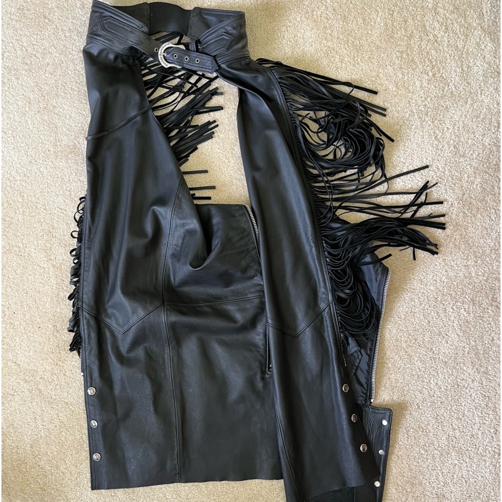 Harley Davidson ladies leather fringe chaps. Medium
